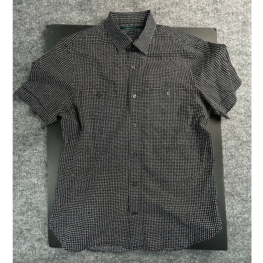 Perry Ellis Slim Fit Men's Medium Black White Dot Button Shirt S - Picture 1 of 9